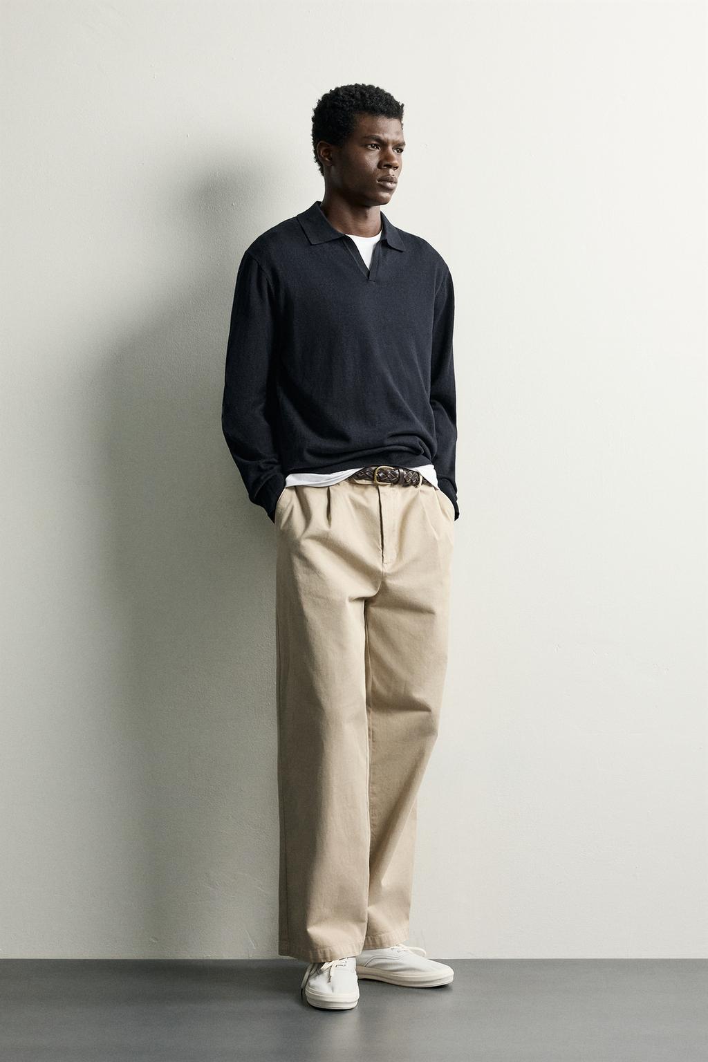 Zara Regular fit pambıq qarışıqlı trikotaj polo