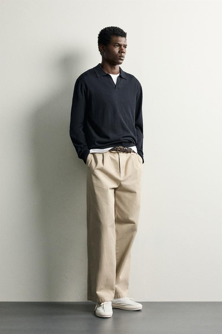 COTTON-BLEND REGULAR FIT KNIT POLO SHIRT