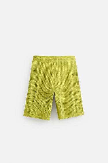 OPEN WEAVE TEXTURED BERMUDA SHORTS - Lime by Zara - Image 6