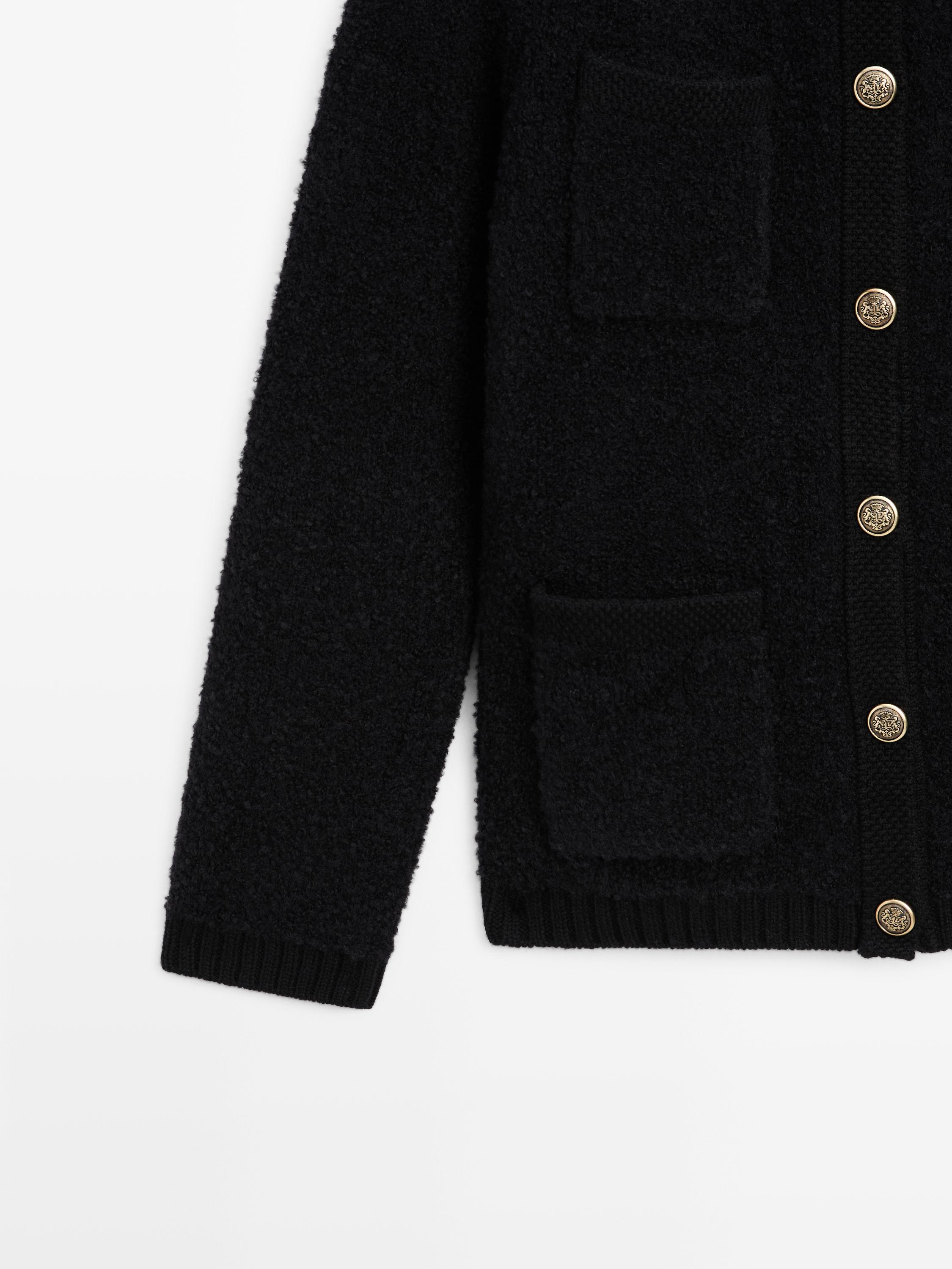 Wool blend cardigan with gold buttons
