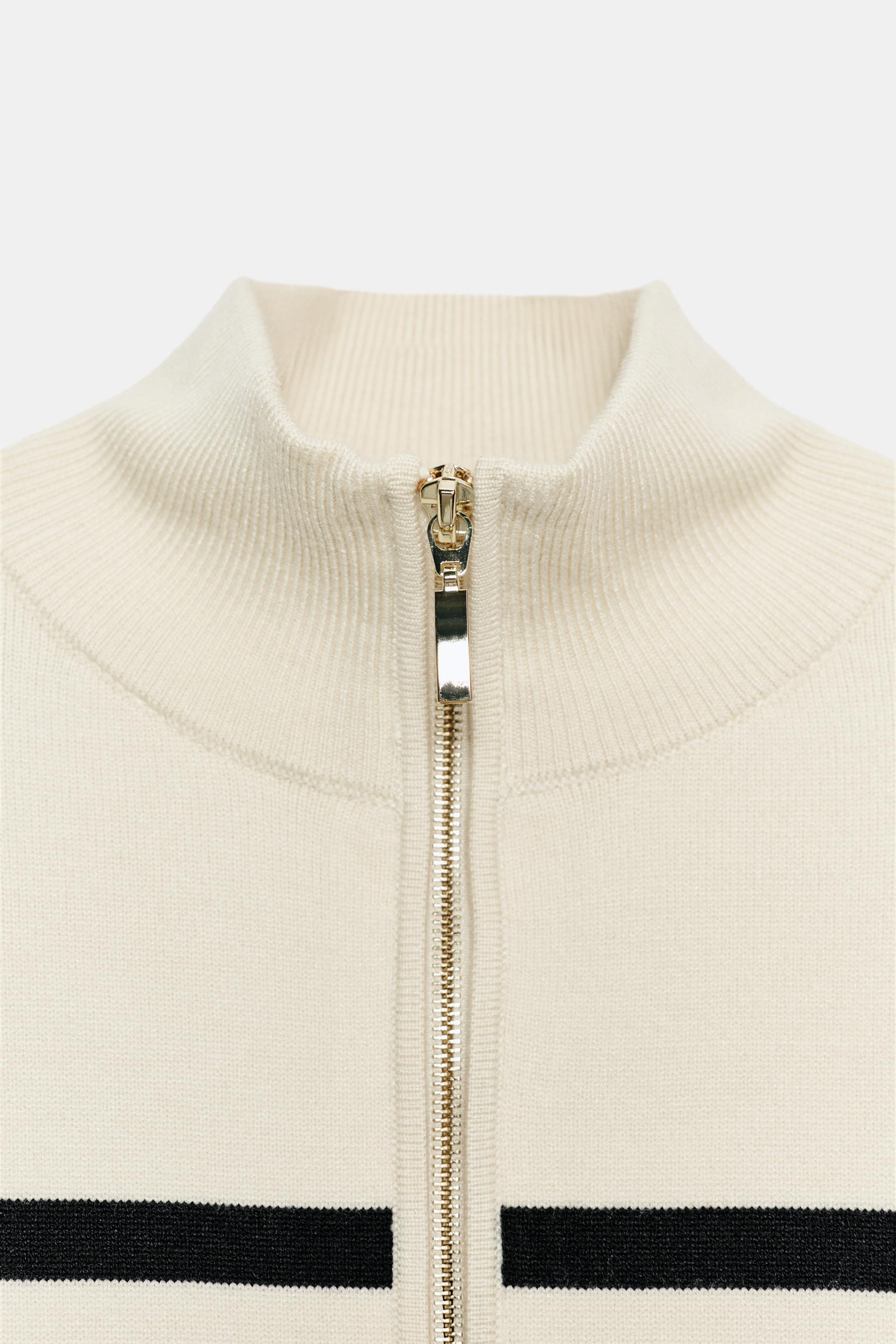 STRIPED ZIP-UP SWEATER thumbnail 7