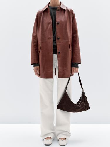 Bolso medio piel serraje - Marrón de Zara - Imagen 0