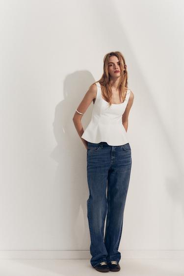 TOP ELÁSTICO PEPLUM - Blanco de Zara - Imagen 0