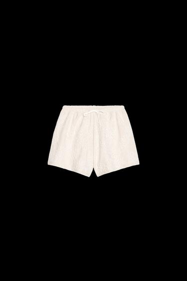 Zara RUSTIC JACQUARD SHORTS - Ecru / Beige - Image 0