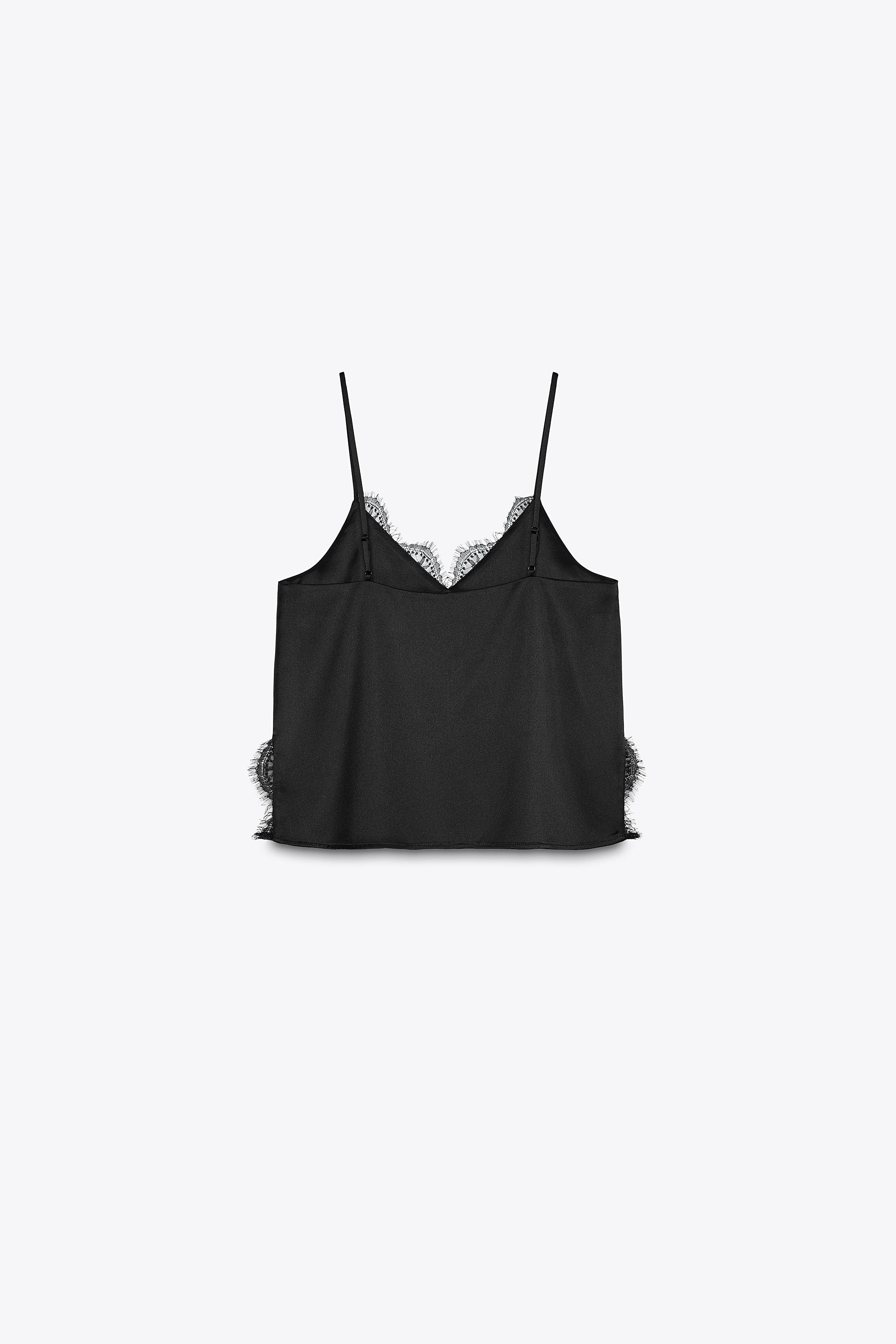 タグ付き新品★ZARAのレーストリムキャミソールトップス★Sサイズ★ブラック色 新品 ZARA レーストリムキャミソールトップス - メルカリ