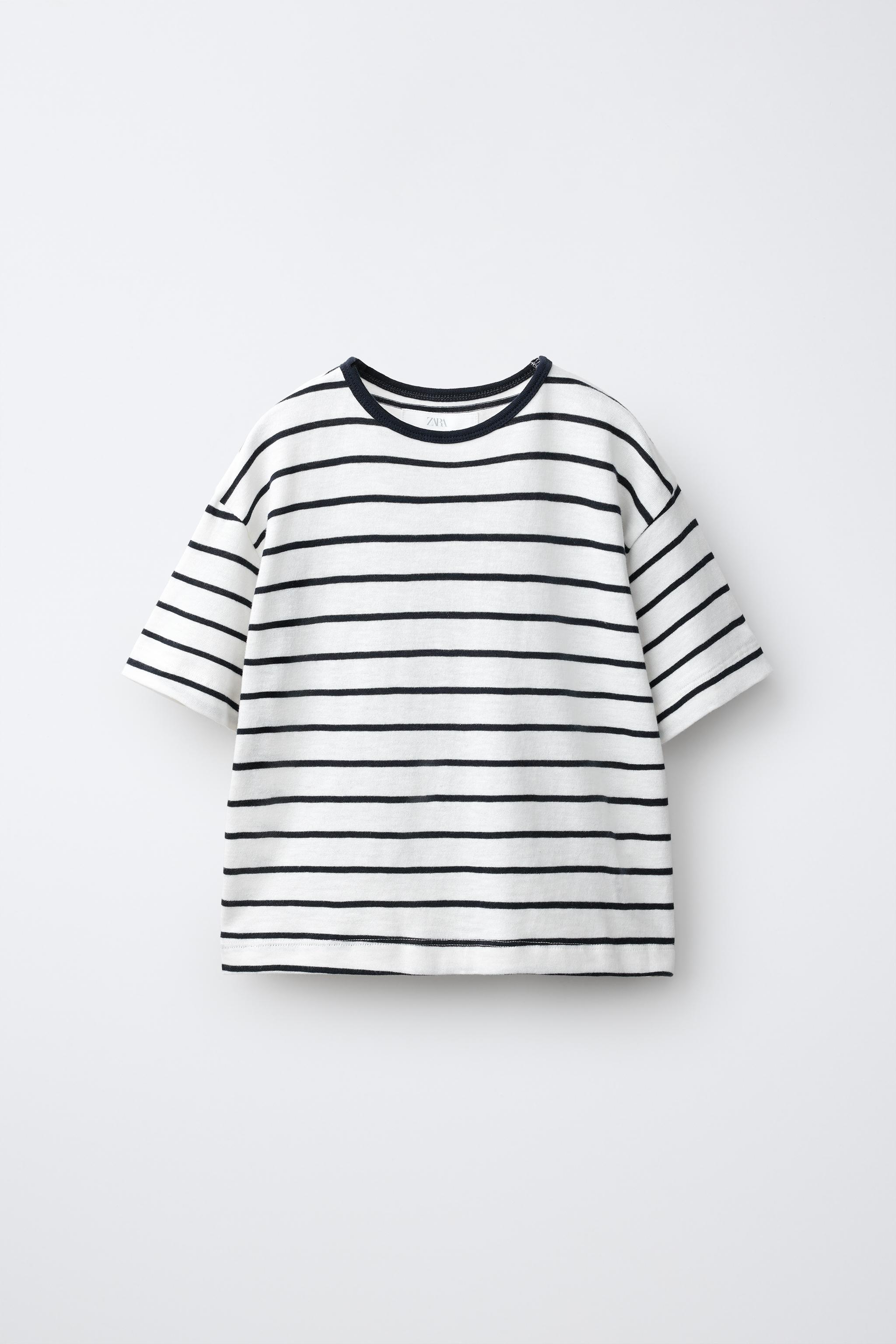 LOOSE FIT STRIPED T-SHIRT — White