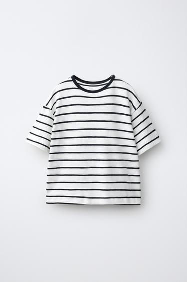 LOOSE FIT STRIPED T-SHIRT - White by Zara - Image 0