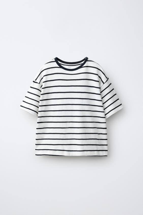 T-SHIRT MIT STREIFEN LOOSE FIT - Weiß von Zara - Bild 0
