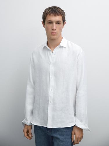 Zara Lightweight regular fit twill shirt - White