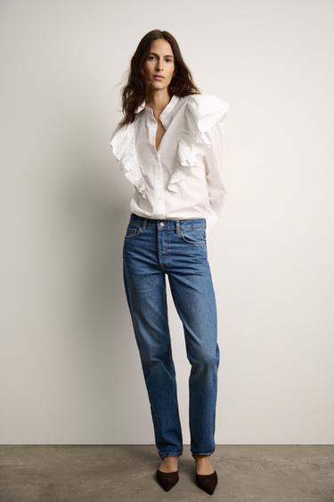 ZW COLLECTION STRAIGHT-LEG MID-RISE JEANS - Blue by Zara - Image 0