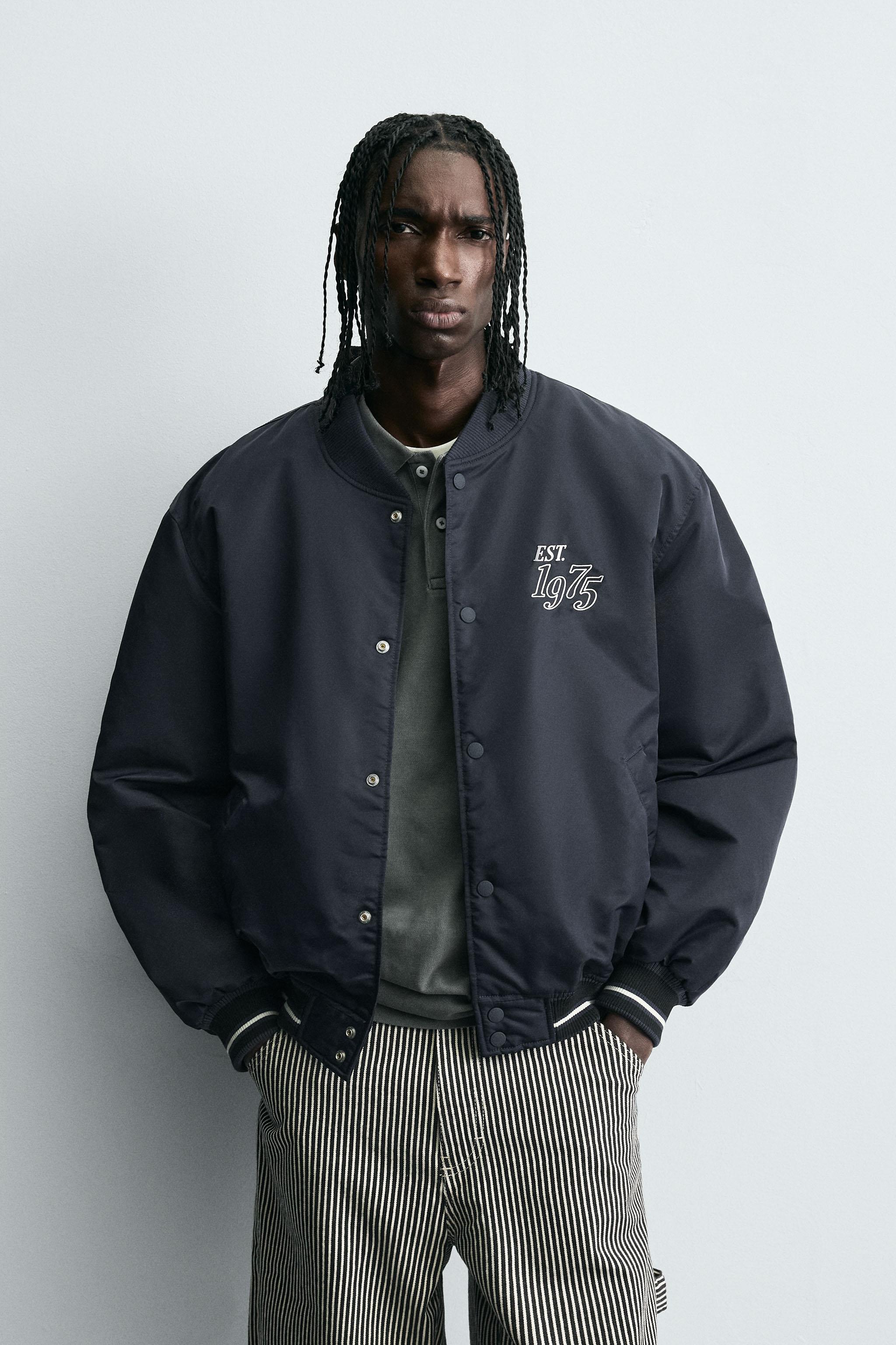 CONTRAST EMBROIDERY BOMBER JACKET