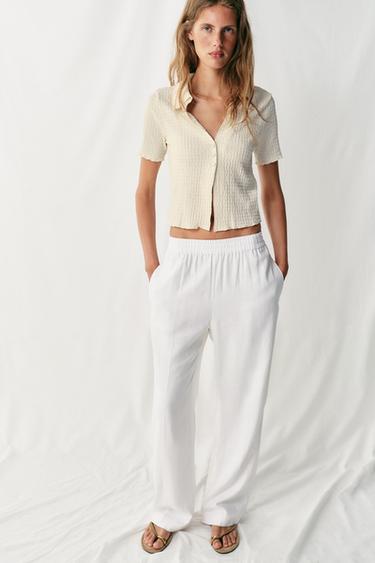 TEXTURED CROPPED JACKET - Ecru by Zara