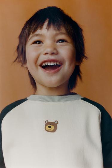 COLOUR BLOCK BEAR JOGGING SWEATSHIRT AND TROUSERS SET - Blue by Zara