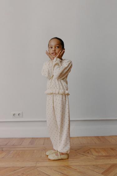 KNIT POLKA DOT TROUSERS - Ecru by Zara