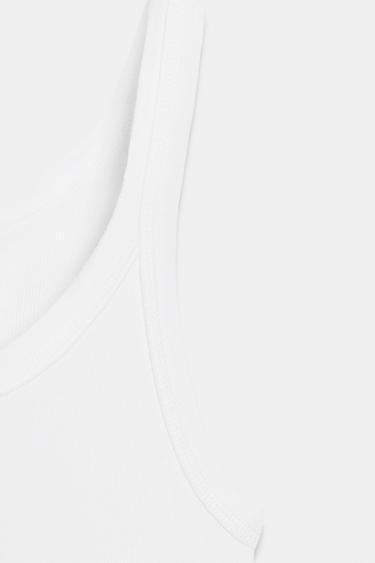 TOP À BRETELLES EN COTON CÔTELÉ - Blanc de Zara - Image 9