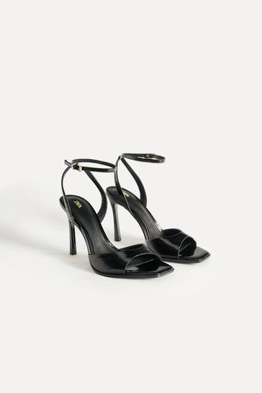 Zara HIGH HEELED LEATHER SANDALS 50TH ANNIVERSARY - Black