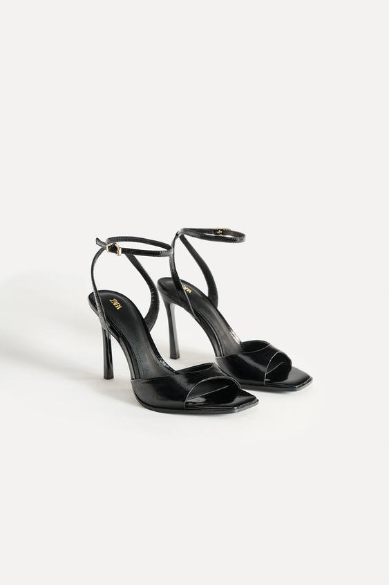 LEATHER HIGH-HEEL SANDALS 50TH ANNIVERSARY Black ZARA Australia