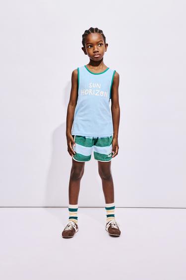 BERMUDASHORTS MIT FROTTEE-STREIFENOPTIK - Hellblau von Zara