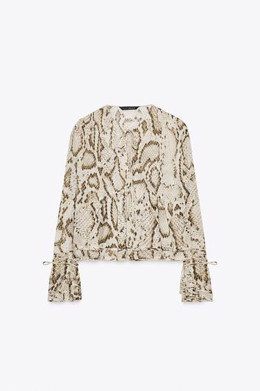 ANIMAL PRINT BLOUSE ZW COLLECTION - Khaki by Zara - Image 3