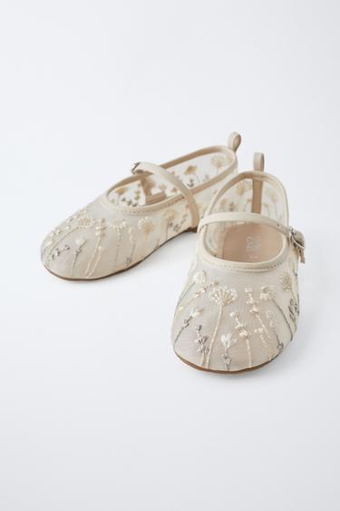 EMBROIDERED BALLERINAS - Ecru White by Zara - Image 2