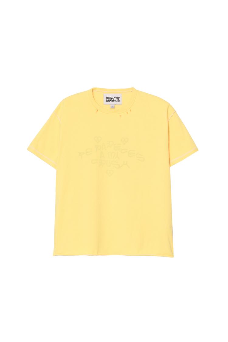 CRUSH FADED TEXT REVERSIBLE EFFECT T-SHIRT