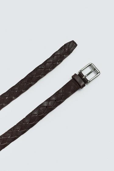 CEINTURE EN CUIR TRESSÉ - Marron de Zara - Image 1