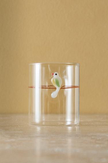 BOROSILICATE BIRD TUMBLER - White by Zara