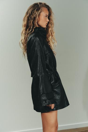 ADJUSTABLE WAIST LEATHER JACKET - Noir de Zara - Image 6