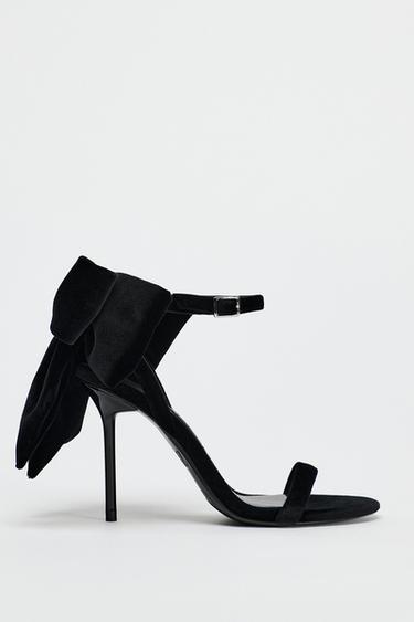 SANDÁLIA DE SALTO COM MAXI LAÇO - Preto da Zara