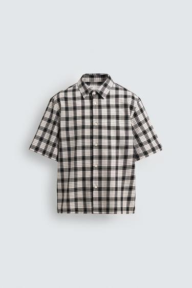 CAMISA ESTRUCTURA CUADROS - Blanco / Negro de Zara