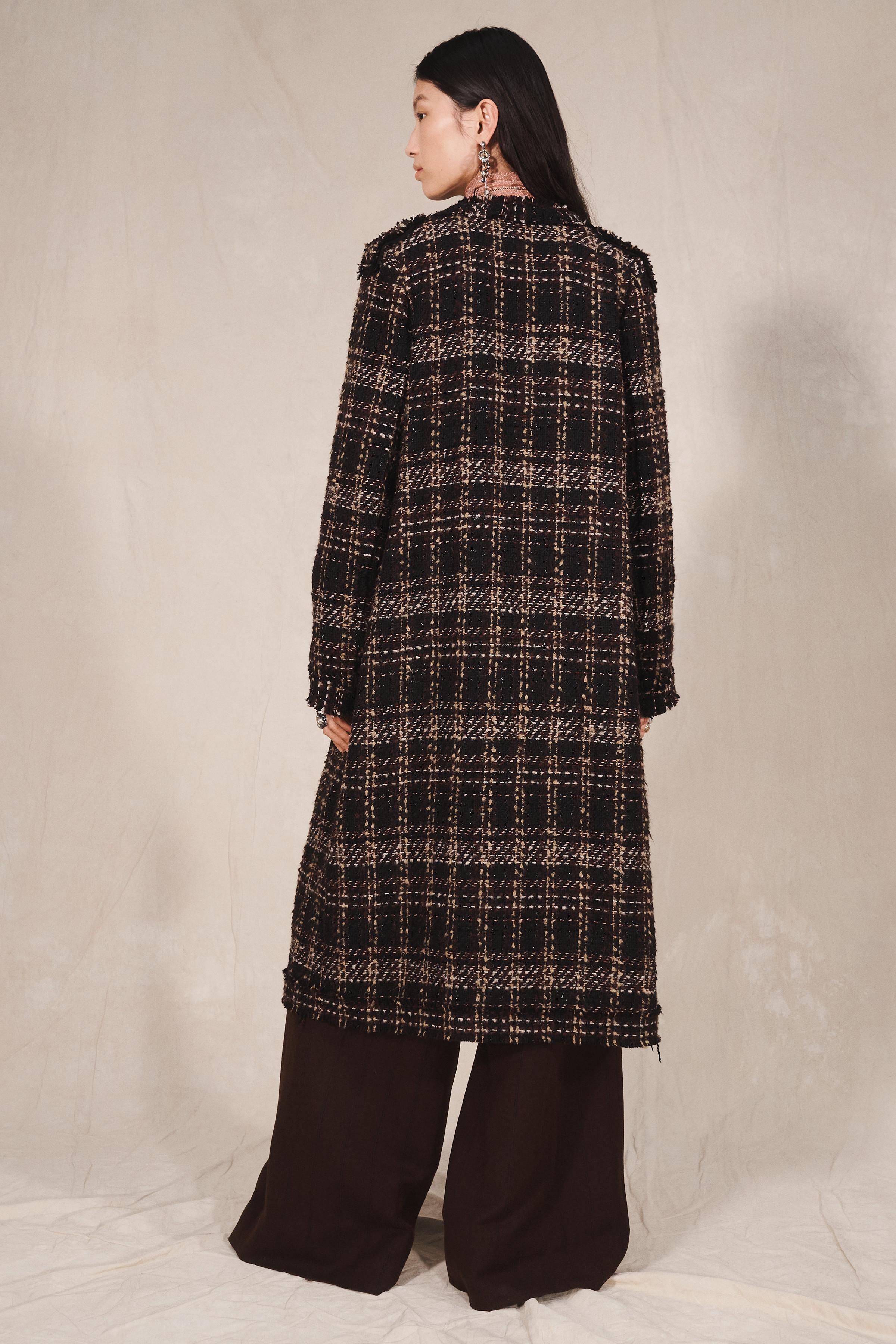 LIMITED EDITION STRUCTURED PLAID LONG COAT