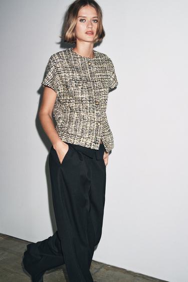 TEXTURED WAISTCOAT WITH BUTTONS ZW COLLECTION - Ecru by Zara