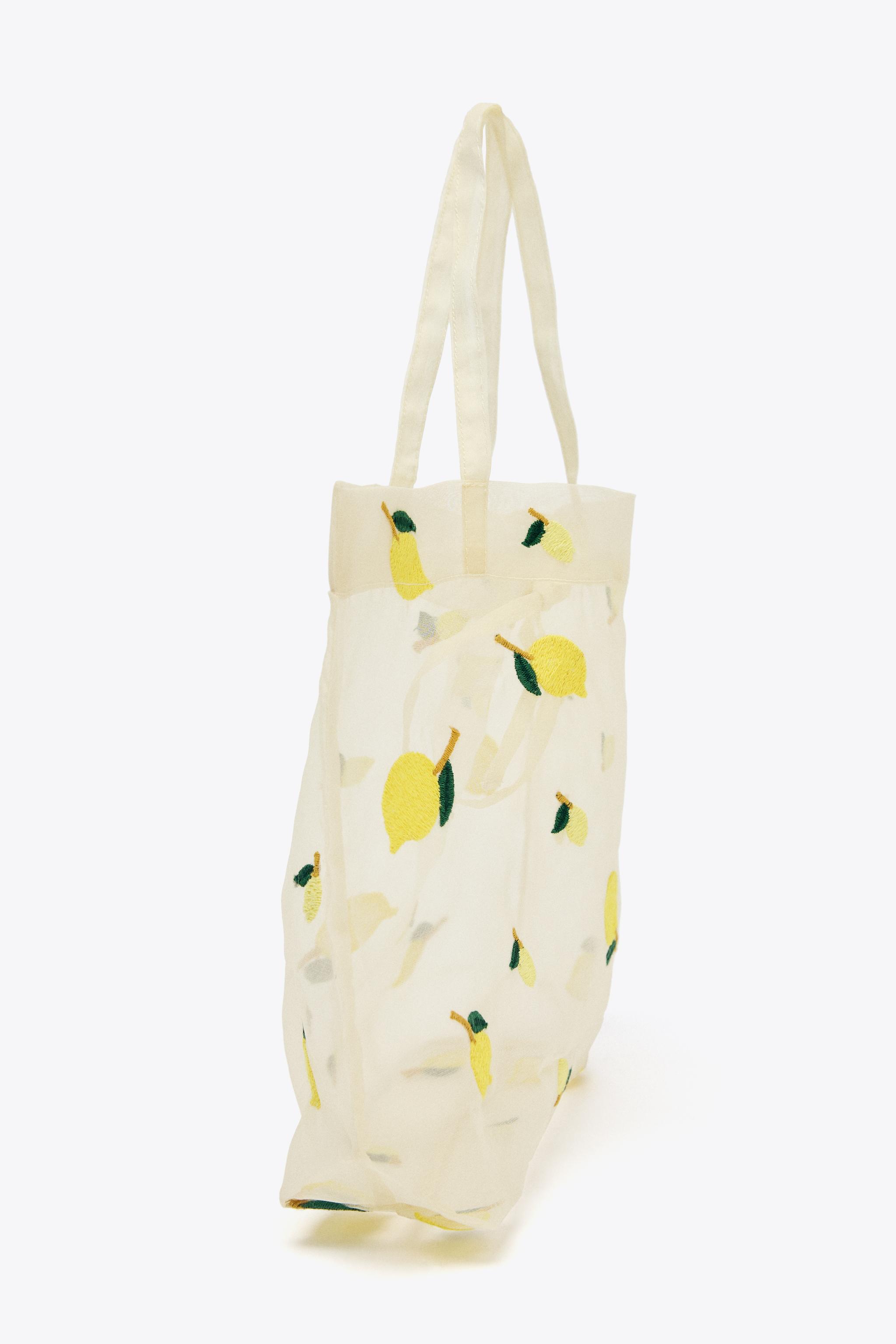ZARA【NEW】EMBROIDERED DETAIL TOTE BAG EMBROIDERED FABRIC BAG - Yellow | ZARA United States