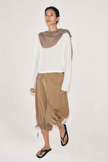 ZW COLLECTION LONG FLOWING BERMUDA SHORTS - Mid-camel by Zara