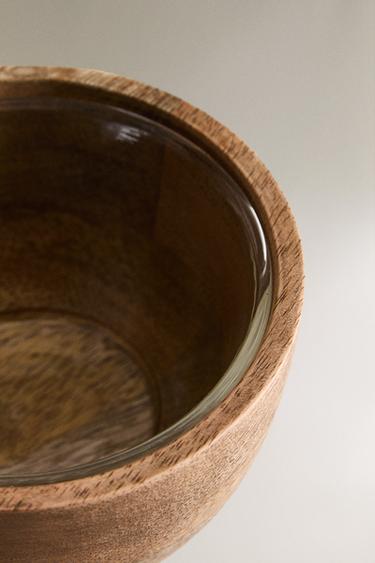 GLASS AND MANGO WOOD BOWL - Light beige by Zara - Image 2