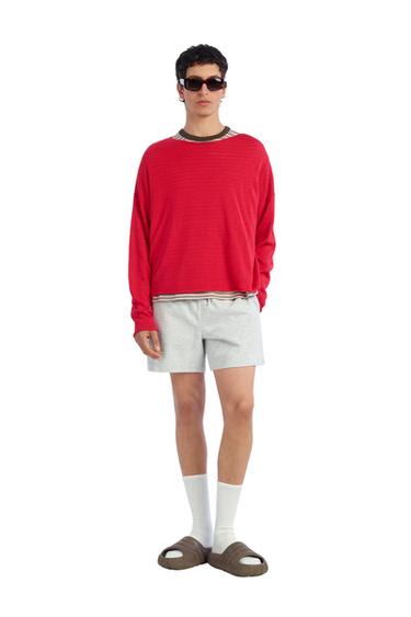 JERSEY CROPPED FIT LINO - LANA - Rojo de Zara - Imagen 0