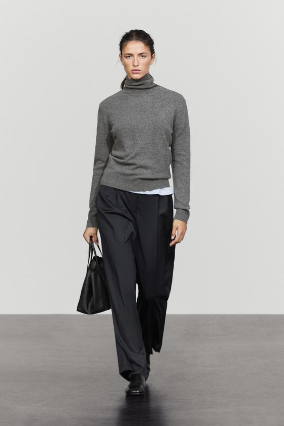 Zara Wool blend knit turtleneck sweater - Mid-gray - Image 0