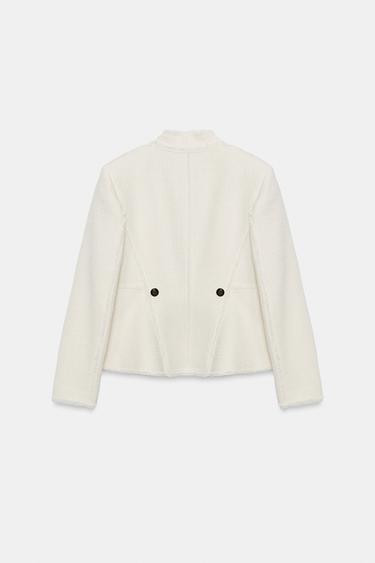 ZW COLLECTION FRAYED PEPLUM BLAZER - Ecru by Zara