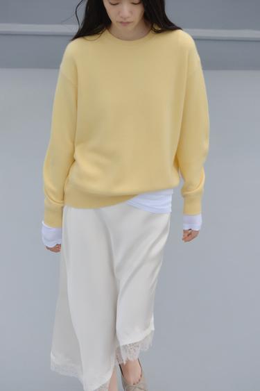 LONG SLEEVE 100% CASHMERE SWEATER - Yellow by Zara