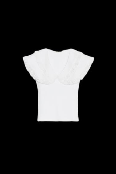 PETER PAN COLLAR T-SHIRT - White by Zara