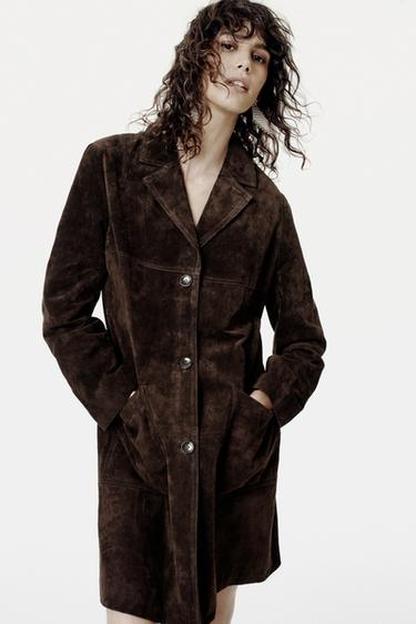 100% SUEDE LEATHER COAT ZW COLLECTION LIMITED EDITION - Dark brown by Zara - Image 1