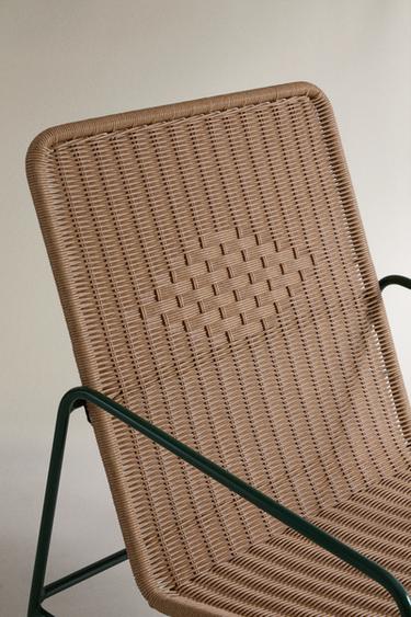 WOVEN OUTDOOR CHAIR WITH GEOMETRIC DETAIL - Brown / Green by Zara - Image 3