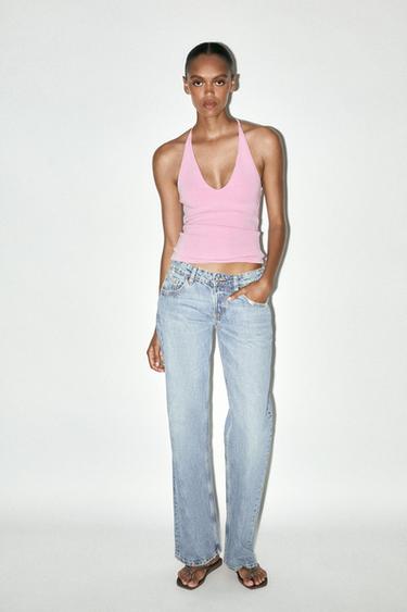 HALTERTOP MET BANDJE OP HET RUGPAND - Roze van Zara