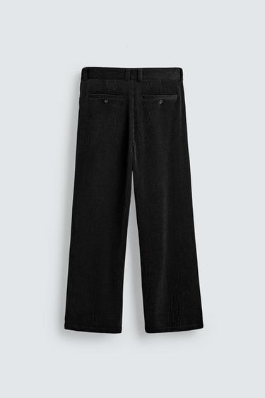 WIDE-LEG CORDUROY TROUSERS - Black by Zara