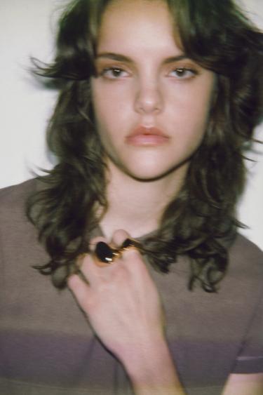 DOUBLE EFFECT SHORT SLEEVE T-SHIRT - Chocolate by Zara - Image 3