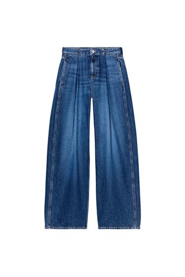 Zara Z1975 HIGH WAIST LOOSE FIT HOOK JEANS - Mid-blue