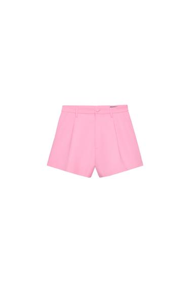 Zara ZW COLLECTION PLEATED SHORTS - Pink