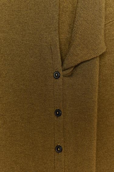 Zara ASYMMETRIC KNIT SWEATER - Khaki