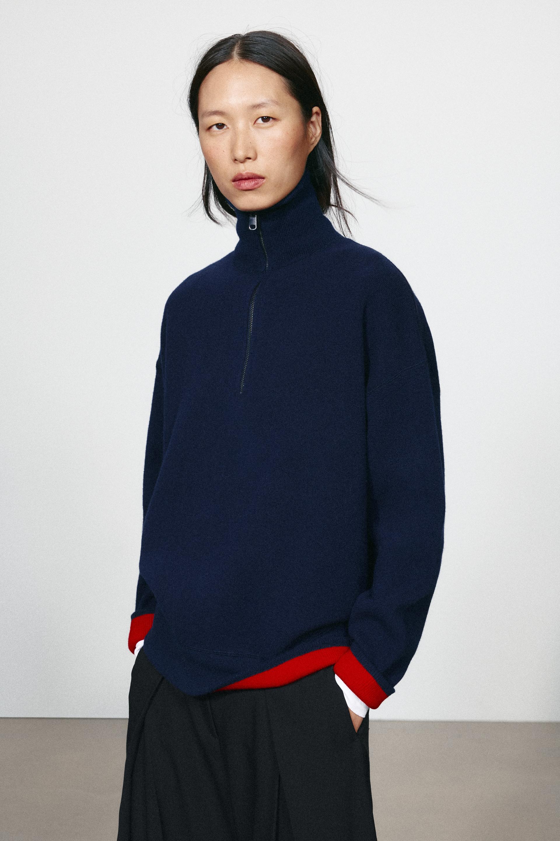 OVERSIZED 93% WOOL MOCK NECK SWEATER thumbnail 6