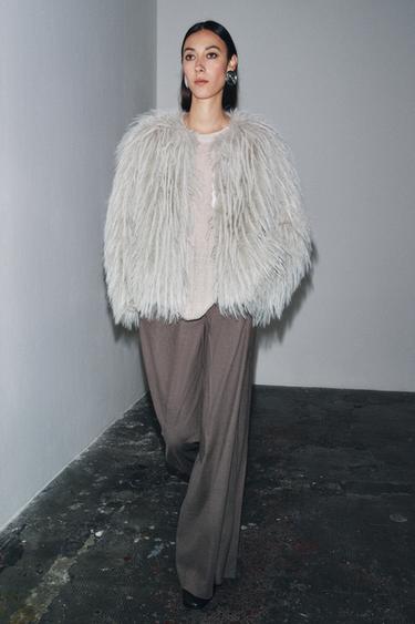 MANTEAU EFFET FOURRURE ZW COLLECTION - Gris clair de Zara - Image 2